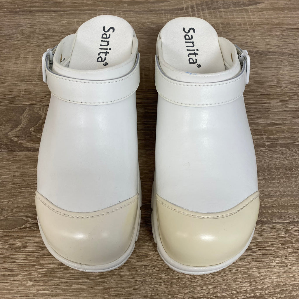 Sanita Duty Griptec Klompen Wit Open met Riempje en Veiligheidsneus – Maat 45.4