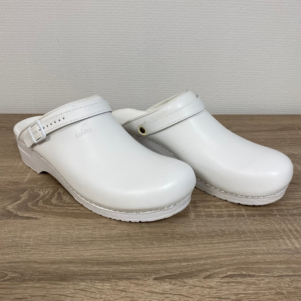 Sanita San-Flex OB Klompen Wit met Bandje – Unisex Werkklomp Maat 48.3