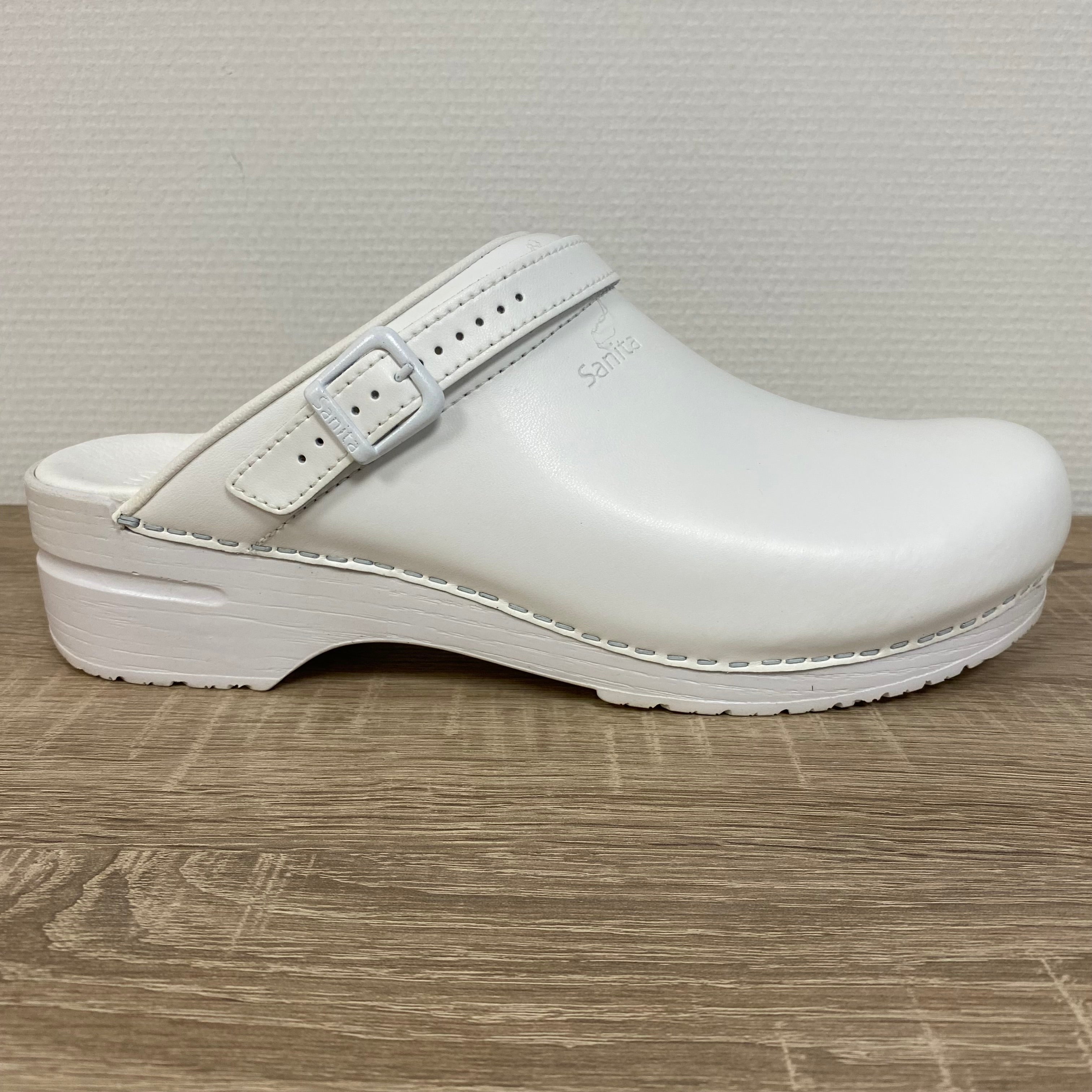 Sanita San-Flex OB Klompen Wit met Bandje – Unisex Werkklomp Maat 48