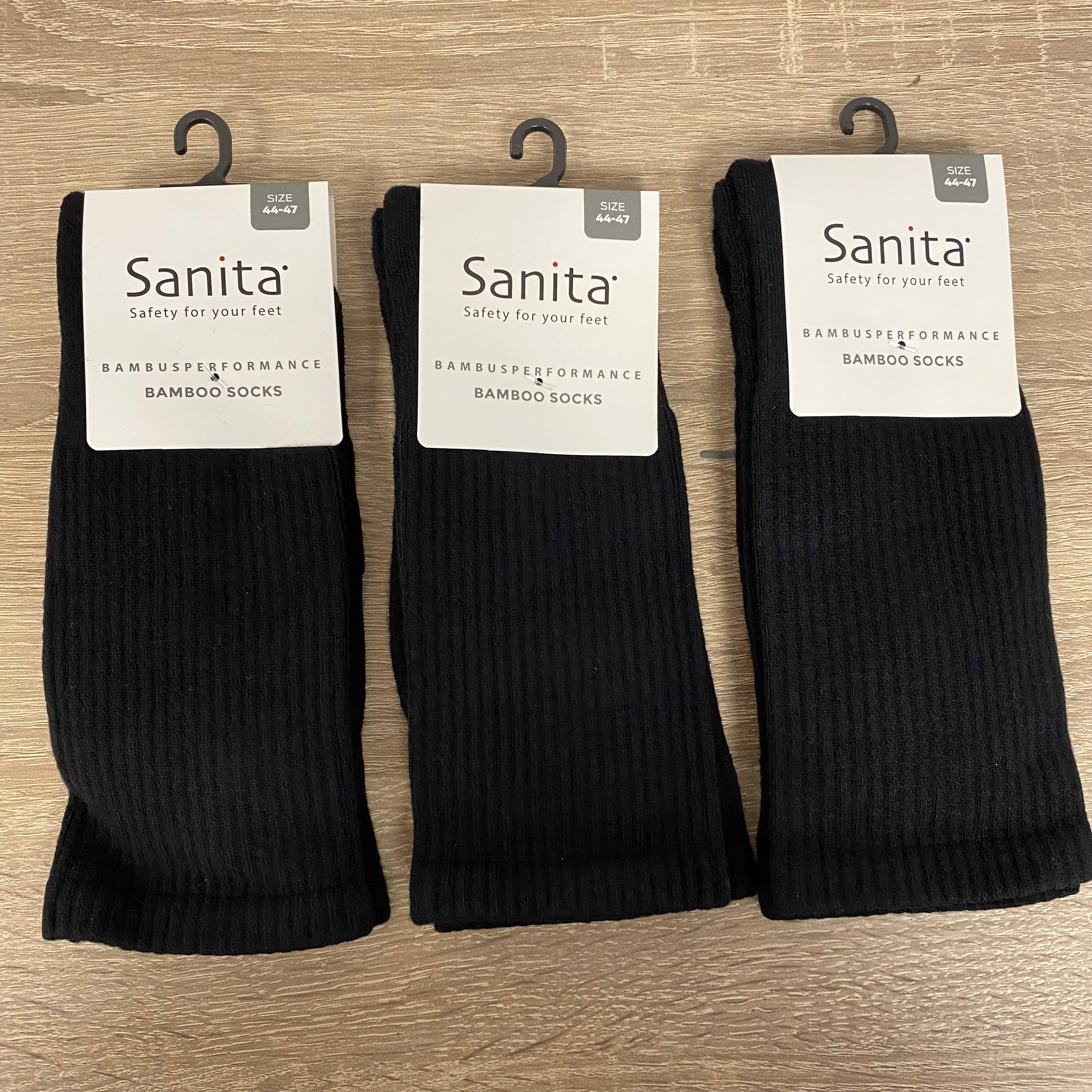 Sanita bamboe sokken 3-pack zwart
44-47